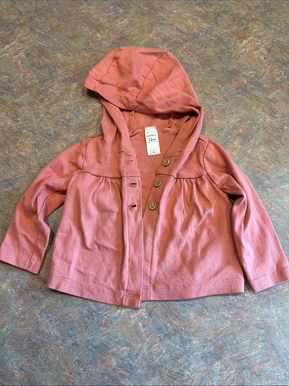 🤑EU Carter's Baby Hooded Pink Button-up Cardigan 🤑